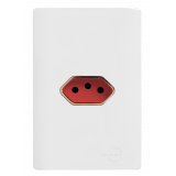 Cj Tomada 20A Horizontal Vermelho 4x2 - Novara Branco C/ Ouro Rose